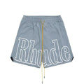 RHUDE Signature Script Logo Athletic Shorts - Slate Grey / White
