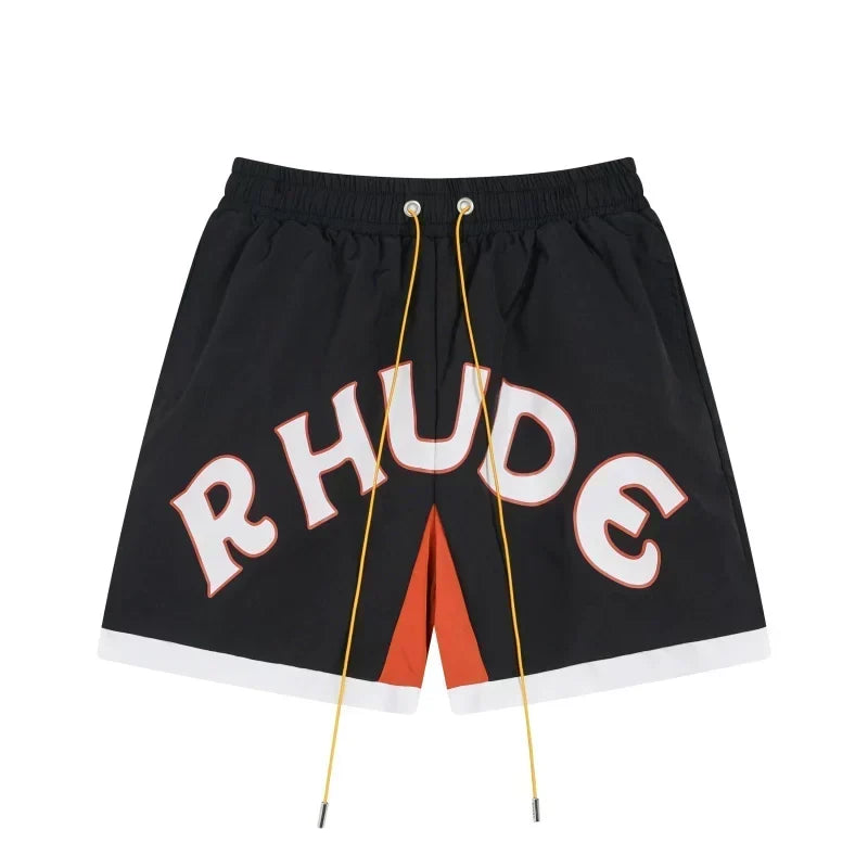 RHUDE Arch Logo Drawstring Athletic Shorts - Black