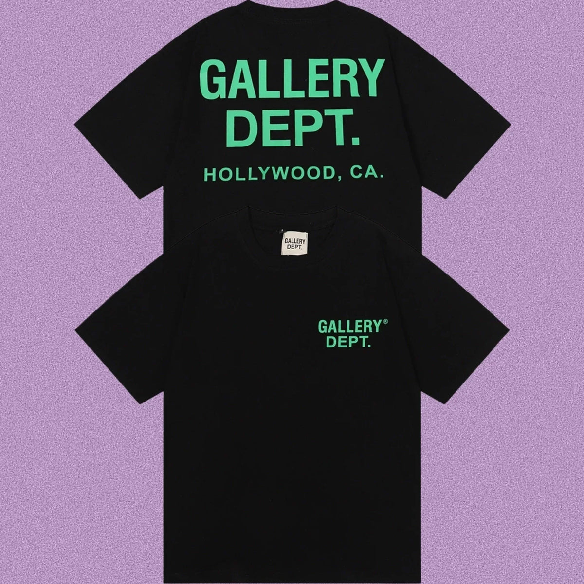 Gallery Dept. Hollywood Logo Short Sleeve T-Shirt - Black/Green