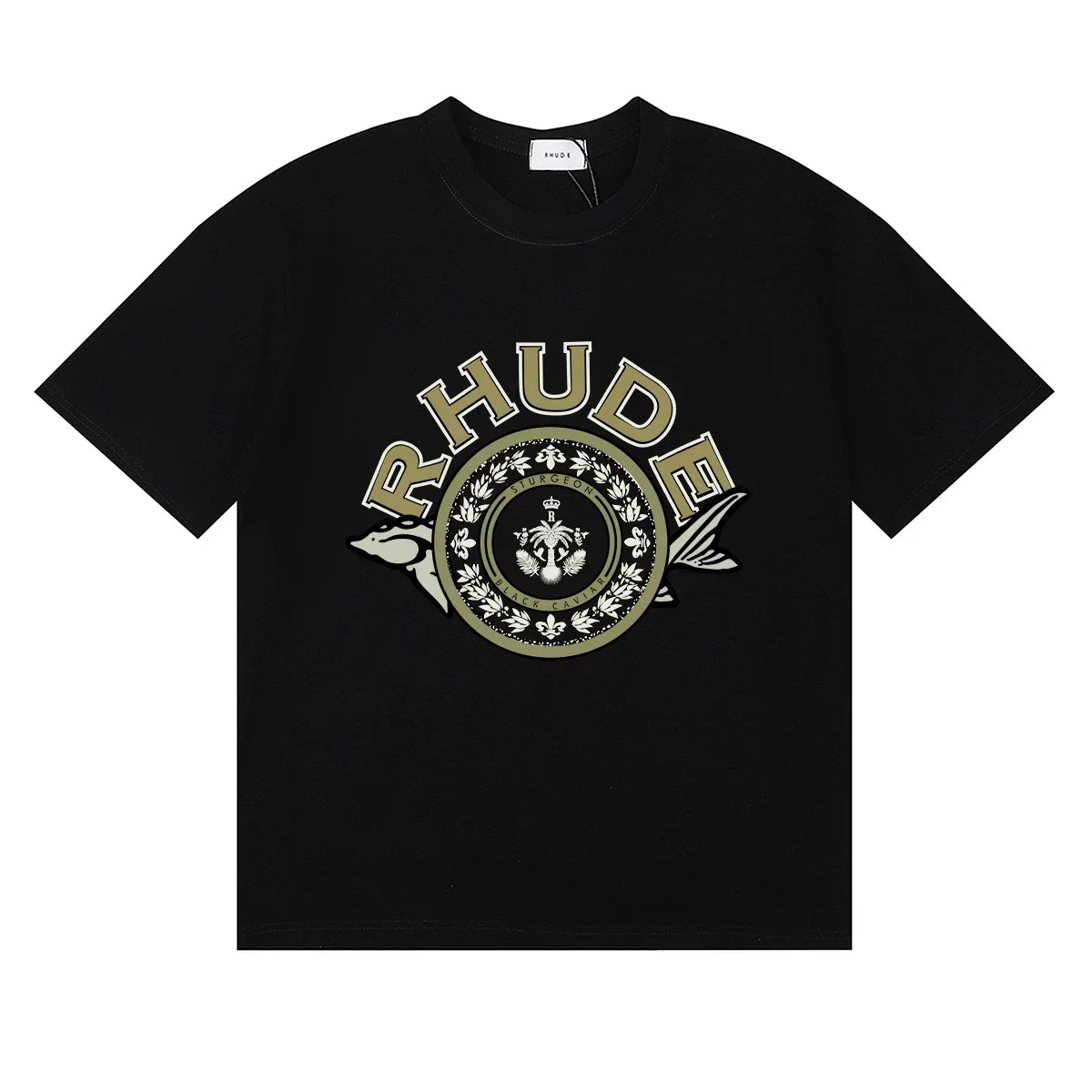 RHUDE Crest & Logo Graphic Print T-Shirt - Black