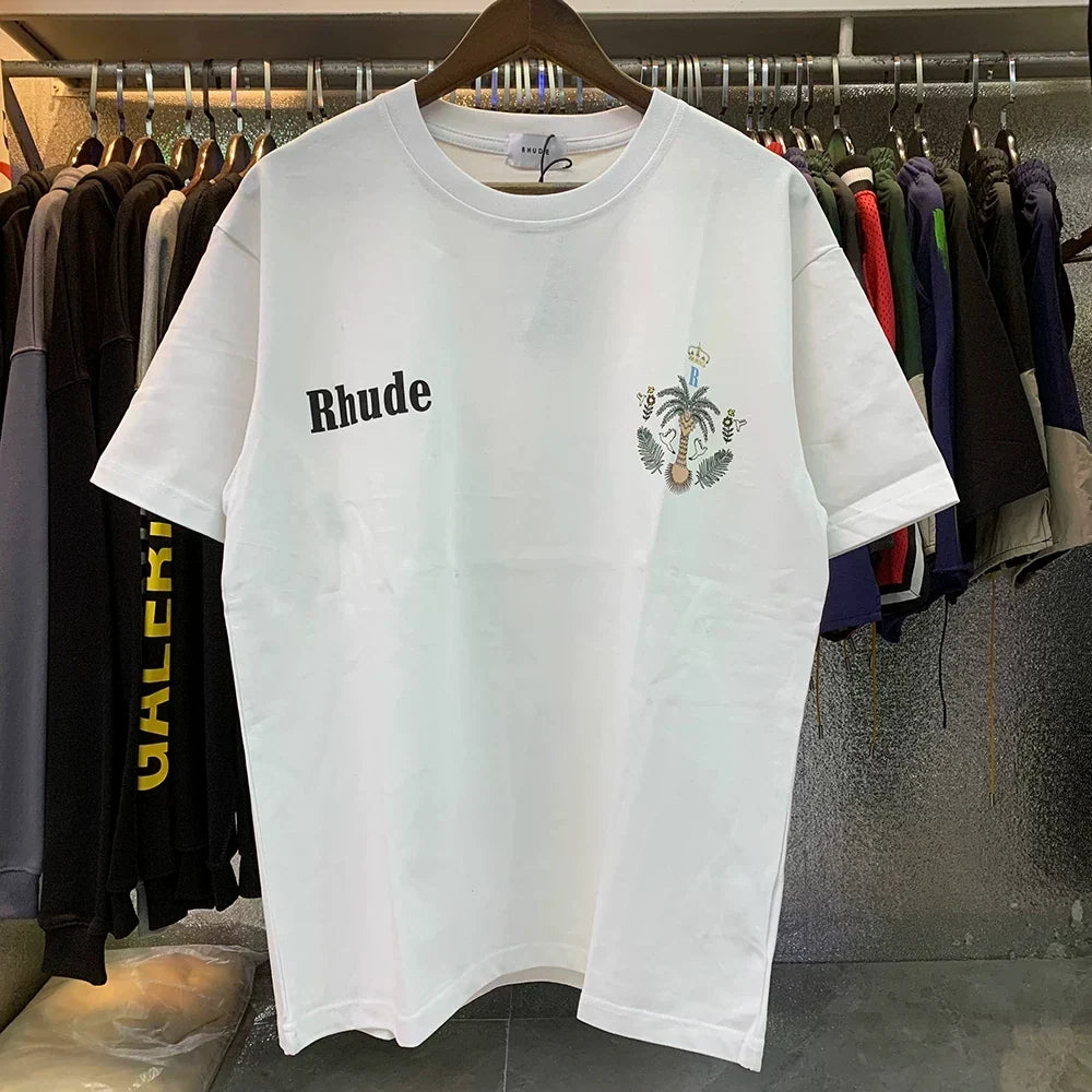 RHUDE Minimalist Logo & Crest Graphic T-Shirt - White