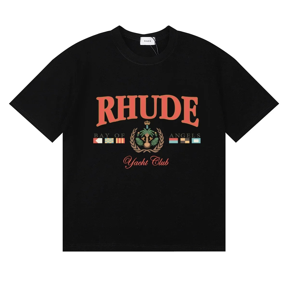 RHUDE "Bay of Angels Yacht Club" Graphic Print T-Shirt - Black