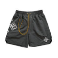 RHUDE Cross Logo Graphic Drawstring Athletic Shorts - Dark Grey