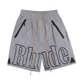 RHUDE Outline Script Logo Drawstring Athletic Shorts - Grey