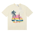 RHUDE "Sunset Beach" Graphic Print T-Shirt - Cream
