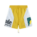 RHUDE Championship Team Graphic Colorblock Drawstring Shorts - Yellow / White
