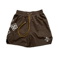 RHUDE Cross Logo Graphic Drawstring Athletic Shorts - Brown