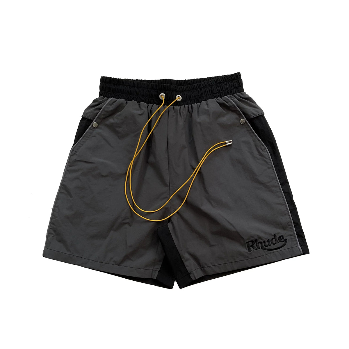 RHUDE Contrast Panel Athletic Shorts - Charcoal / Black