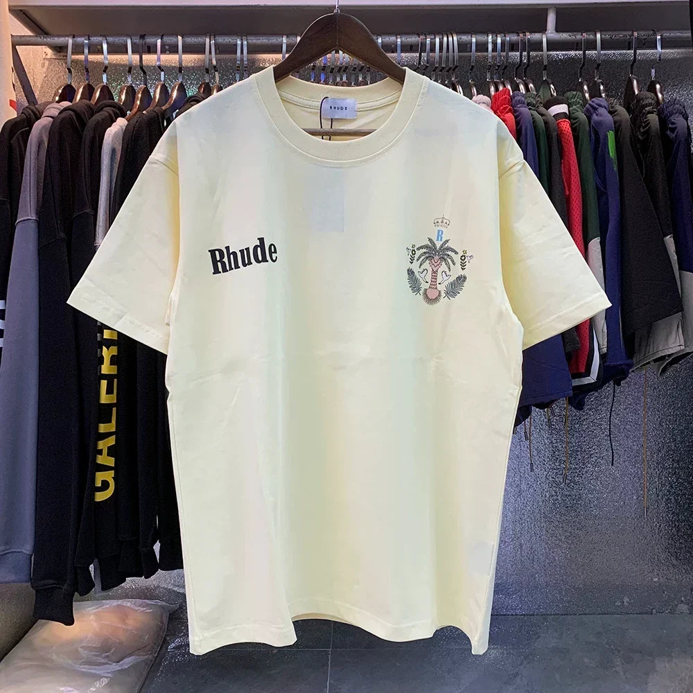 RHUDE Minimalist Logo & Crest Graphic T-Shirt - Cream