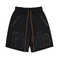 RHUDE Tonal Script Logo Drawstring Athletic Shorts - Black