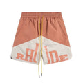 RHUDE Colorblock Athletic Shorts with Split Script Logo - Brown / White