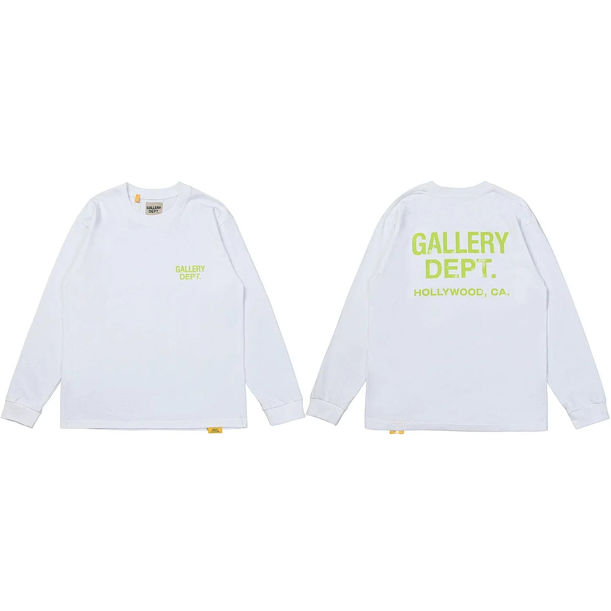 Gallery Dept. Hollywood Logo Long Sleeve T-Shirt - White/Neon Yellow